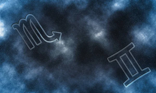 スコーピオンとジェミニの互換性 ホロスコープシンボル — ストック写真