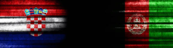 Croatia Afghanistan Flags Black Background — Stock Photo, Image