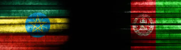 Etiopía Afganistán Banderas Sobre Fondo Negro —  Fotos de Stock