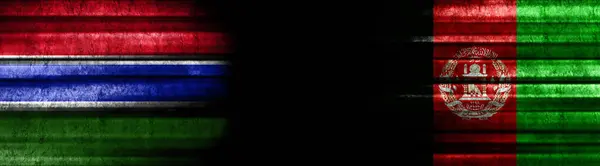Gambia Afghanistan Flags Black Background — Stock Photo, Image
