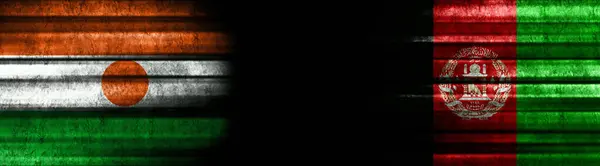 Nigerské Afghánské Vlajky Černém Pozadí — Stock fotografie