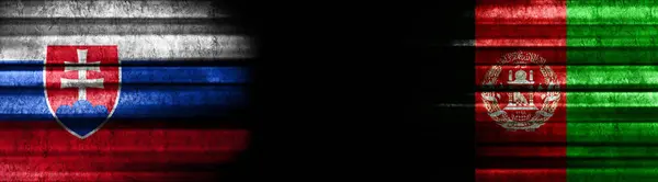 Slovensko Afghánistán Vlajky Černém Pozadí — Stock fotografie