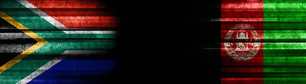 Banderas Sudáfrica Afganistán Sobre Fondo Negro —  Fotos de Stock