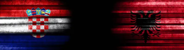 Croatia Albania Flags Black Background — Stock Photo, Image