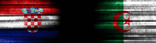 Chorvatsko Alžírsko Vlajky Černém Pozadí — Stock fotografie