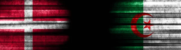 Denmark Algeria Flags Black Background — Stock Photo, Image
