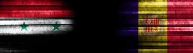 Kara Arkaplanda Suriye ve Andorra Bayrakları