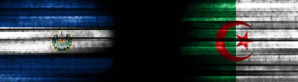 Salvador Algeria Flags Black Background — Stock Photo, Image