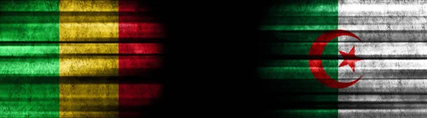 Mali Algéria Zászlók Fekete Háttér — Stock Fotó