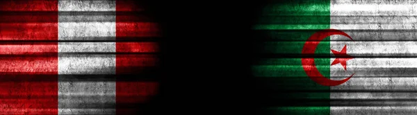 Peru Algeria Flags Black Background — Stock Photo, Image