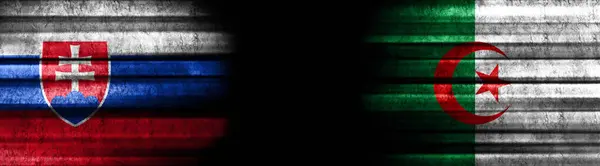 Slovensko Alžírsko Vlajky Černém Pozadí — Stock fotografie