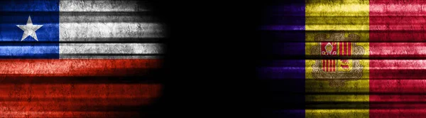 Чилі Андорра Прапори Чорному Тлі — стокове фото