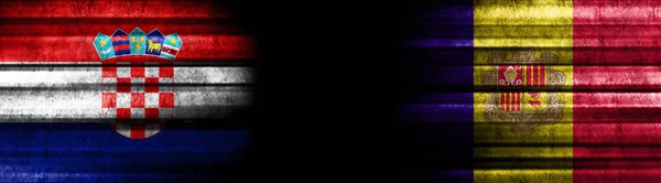Flagi Chorwacji Andory Czarnym Tle — Zdjęcie stockowe