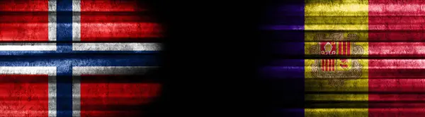Norvegia Andorra Bandiere Sfondo Nero — Foto Stock