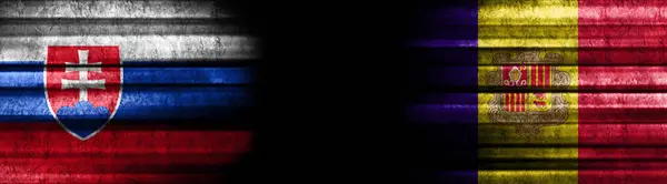 Словаччина Андорра Прапори Чорному Тлі — стокове фото