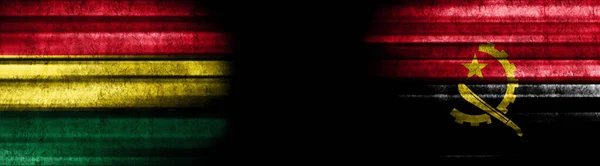 Banderas Bolivia Angola Sobre Fondo Negro — Foto de Stock
