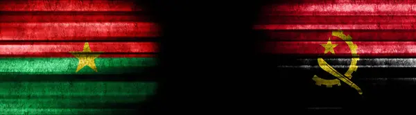 Флаги Буркина Фасо Анголы Чёрном Фоне — стоковое фото