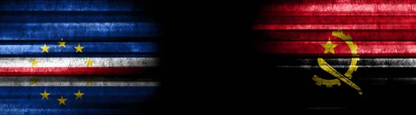 Cape Verde and Angola Flags on Black Background