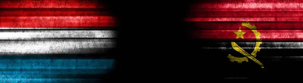 Флаги Люксембурга Анголы Чёрном Фоне — стоковое фото