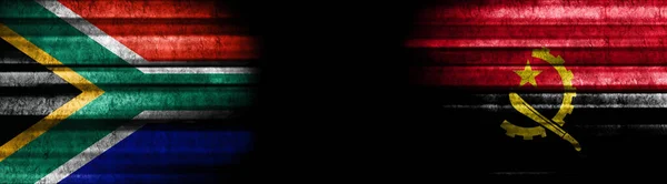 Bandiere Sudafrica Angola Sfondo Nero — Foto Stock