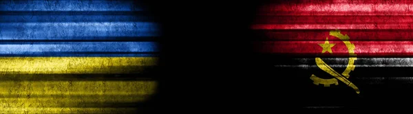 Флаги Украины Анголы Черном Фоне — стоковое фото
