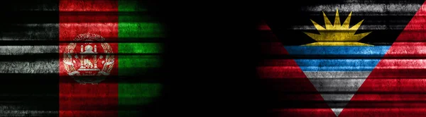 Afghanistan Och Flaggorna Antigua Och Barbuda Svart Bakgrund — Stockfoto