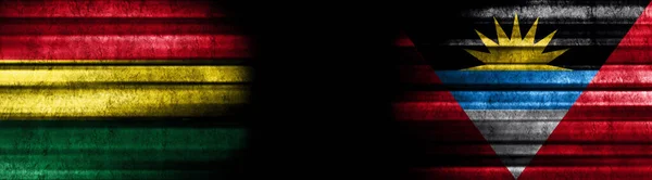 Bolivia Och Antigua Och Barbuda Flaggor Svart Bakgrund — Stockfoto