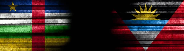 Közép Afrikai Köztársaság Antigua Barbuda Zászlók Fekete Háttér — Stock Fotó