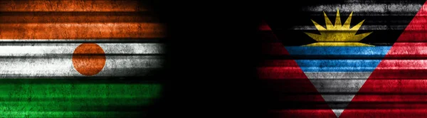Нігер Антигуа Барбуда Прапори Чорному Тлі — стокове фото