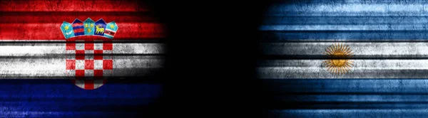 Flagi Chorwacji Argentyny Czarnym Tle — Zdjęcie stockowe