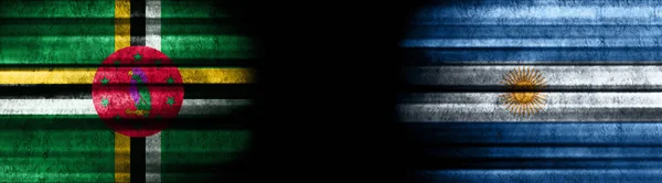 Dominica Argentina Flags Black Background — Stock Photo, Image