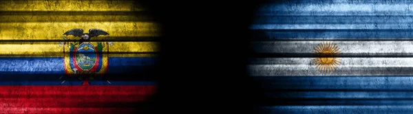 Ecuador Argentina Flags Black Background — Stock Photo, Image