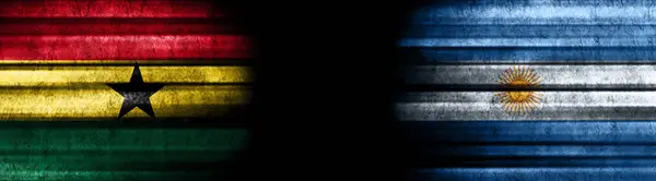 Ghana Argentina Flags Black Background — Stock Photo, Image