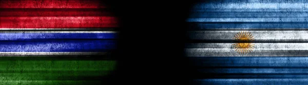 Гамбія Аргентина Прапори Чорному Тлі — стокове фото