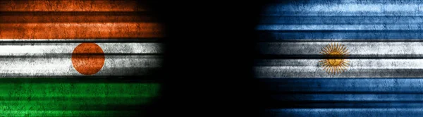 Флаги Нигера Аргентины Чёрном Фоне — стоковое фото
