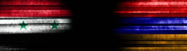 Kara Arkaplanda Suriye ve Ermenistan Bayrakları