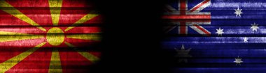 Kuzey Makedonya ve Avustralya Siyah Arkaplanda Bayraklar