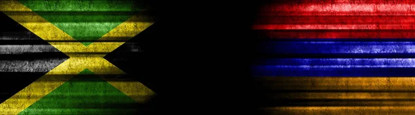 Флаги Ямайки Армении Черном Фоне — стоковое фото
