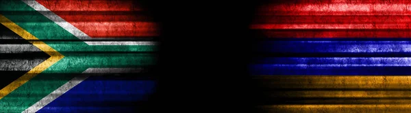 Флаги Юар Армении Черном Фоне — стоковое фото