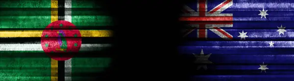 Banderas Dominica Australia Sobre Fondo Negro — Foto de Stock