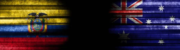 Εκουαδόρ Και Αυστραλία Σημαίες Μαύρο Φόντο — Φωτογραφία Αρχείου