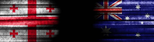 Banderas Georgia Australia Sobre Fondo Negro —  Fotos de Stock