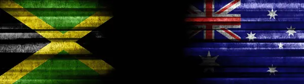 Флаги Ямайки Австралии Чёрном Фоне — стоковое фото