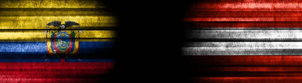 Еквадор Австрія Прапори Чорному Тлі — стокове фото