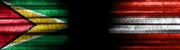 Bandiere Guyana Austria Sfondo Nero — Foto Stock