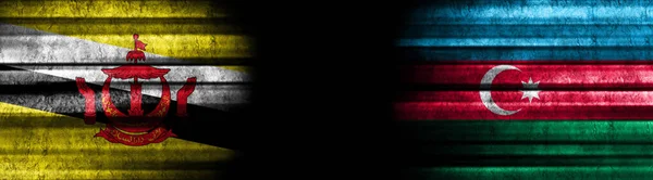 Флаги Брунея Азербайджана Черном Фоне — стоковое фото