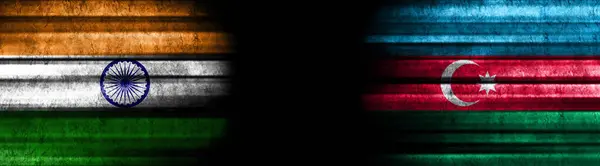 Indie Ázerbájdžánské Vlajky Černém Pozadí — Stock fotografie