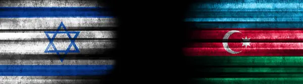 stock image Israel and Azerbaijan Flags on Black Background