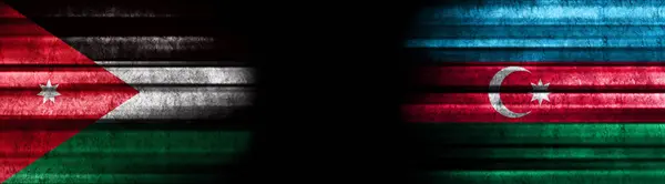 Bandeiras Jordânia Azerbaijão Fundo Preto — Fotografia de Stock