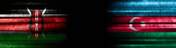 Kenianische Und Aserbaidschanische Flaggen Auf Schwarzem Hintergrund — Stockfoto